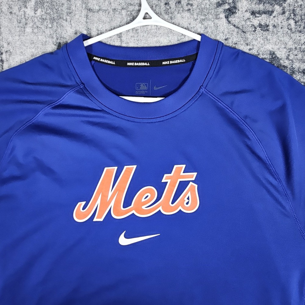 New York Mets Shirt Mens 2XL Blue MLB Baseball Nike Dri-FIT Pullover Performance